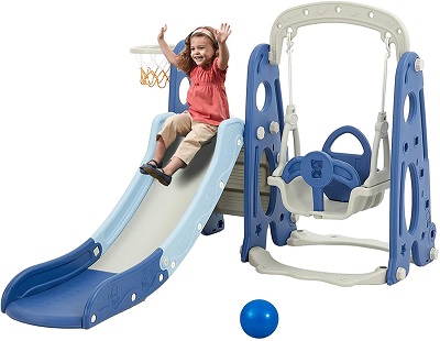 Albott 4 in 1 Toddler Plastic Swing Set With Slide