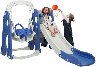 BAHOM 3 In 1 Children Slide & Swing Set