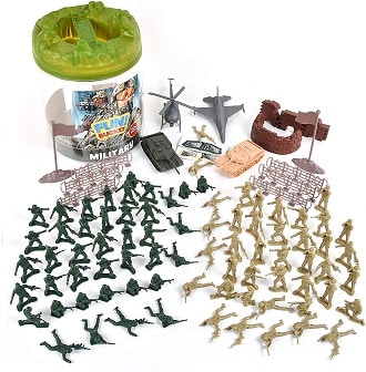 Sunny Days Entertainment 100 Assorted Soldiers Military Battle Group Bucket