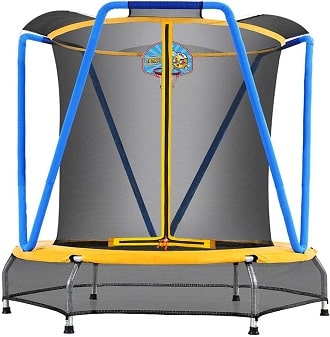 Zupapa 54 Inch Kids Mini Trampoline With Safety Net Basketball Hoop