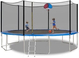 AMGYM 14 Ft Trampoline With Net & Basketball Hoop